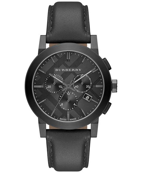 bu9364 burberry watch|Men's Swiss Chronograph Dark Gray Leather Strap .